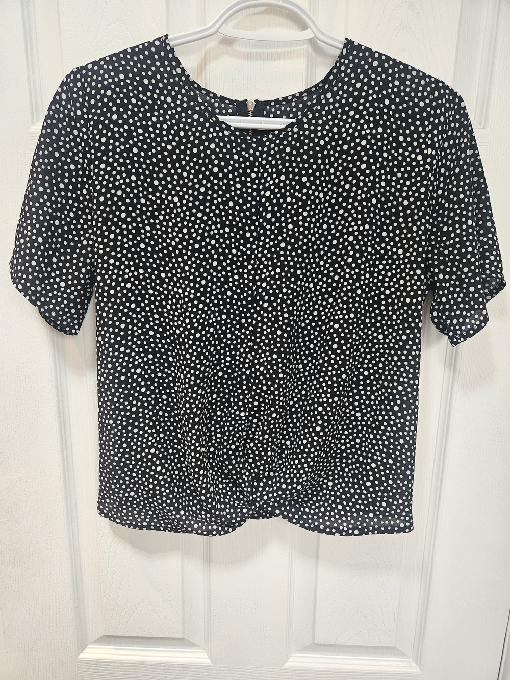 Black & White Polka Dot Short Sleeve Top